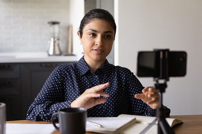 Woman leading a virtual meeting