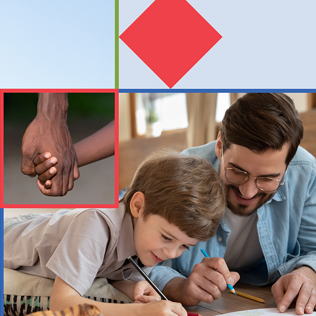 Father and son work on a project together