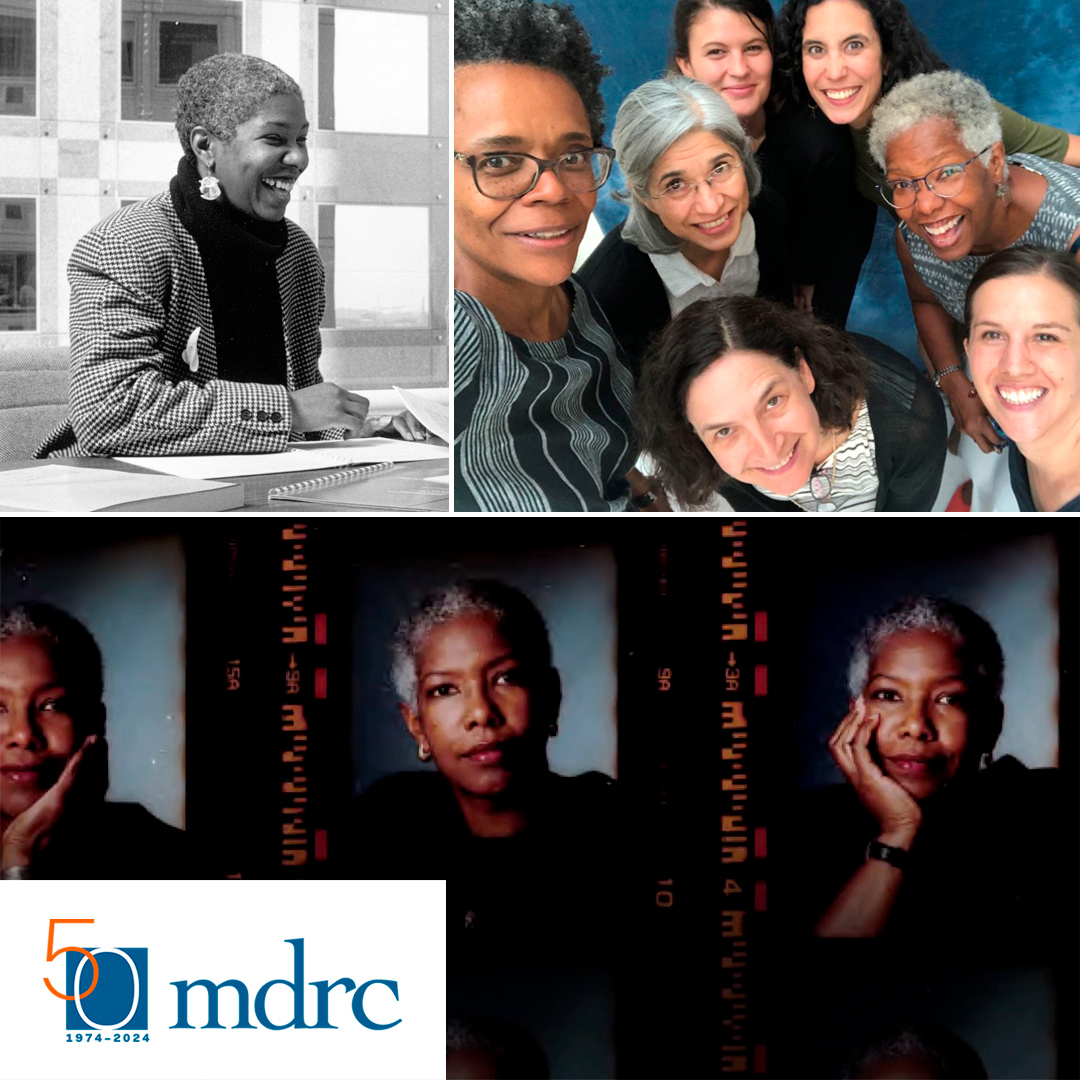 Collage of Sharon Rowser with MDRC employees through the years