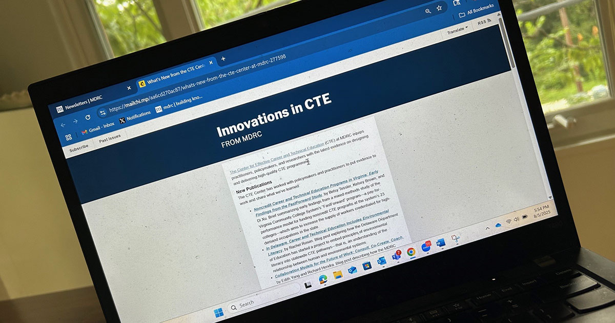 CTE Newsletter displayed on computer monitor