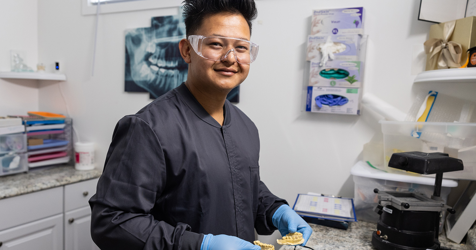 Portrait of a dentistry trainee in the Jewish Vocational Service program