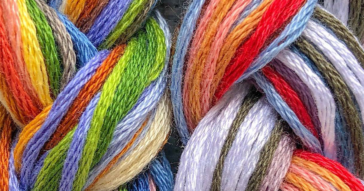 twisted ball of colorful thread