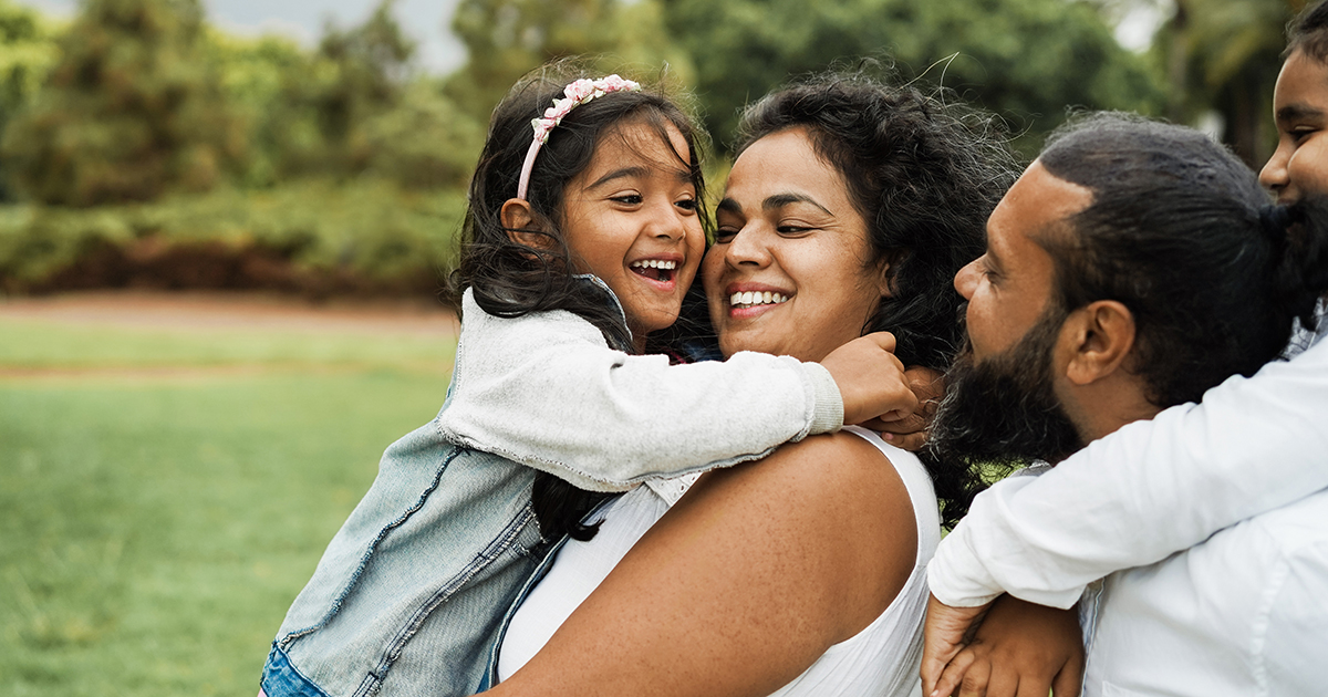 mother and father with little kids