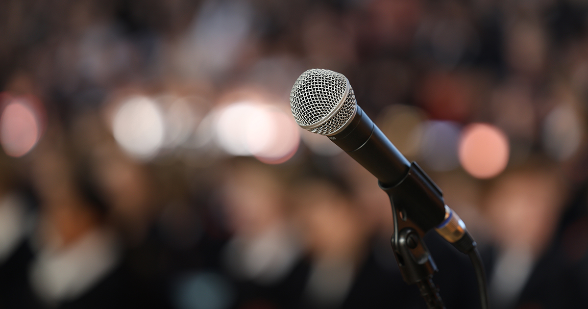 an image of microphone on a stage