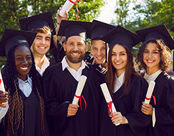 Diverse group of college graduates