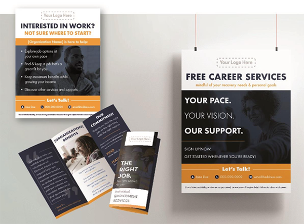 Sample brochures and flyers for career services