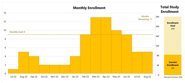 Sample chart showing monthly enrollment over 13 months