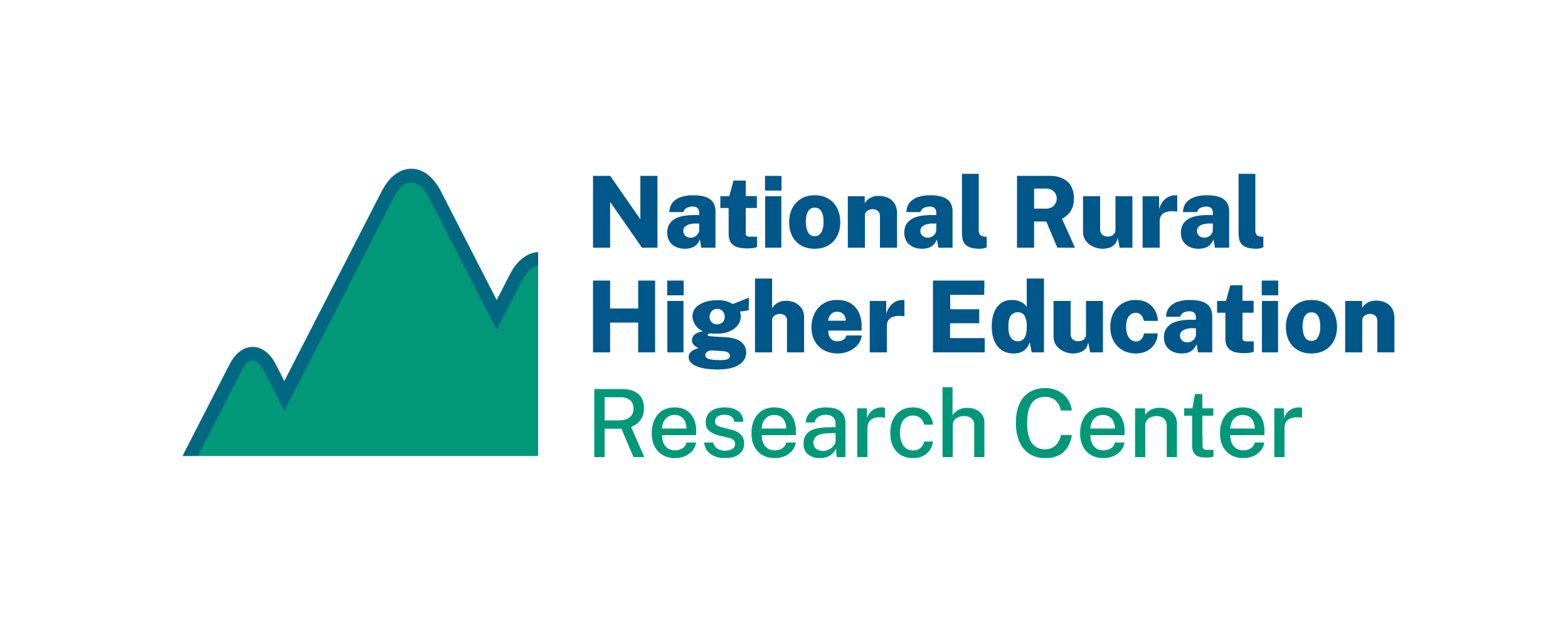 National Rural Higher Education Research Center logo, showing a green mountain next to the title of the center