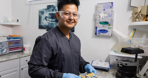 Portrait of a dentistry trainee in the Jewish Vocational Service program