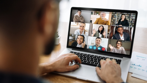Man participating in a virtual recovery group