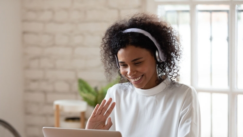Woman in virtual meeting