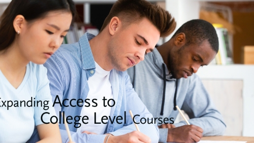Diverse college-age students taking an exam