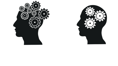 Illustration of gears inside two heads
