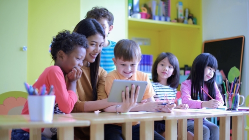 a teacher with kids