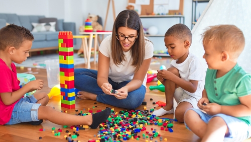 a teacher with kids