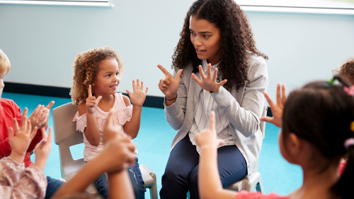 a teacher with kids