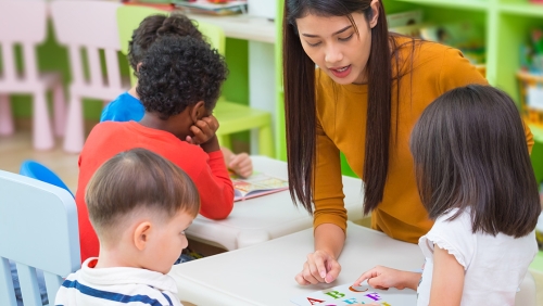 teacher with kids