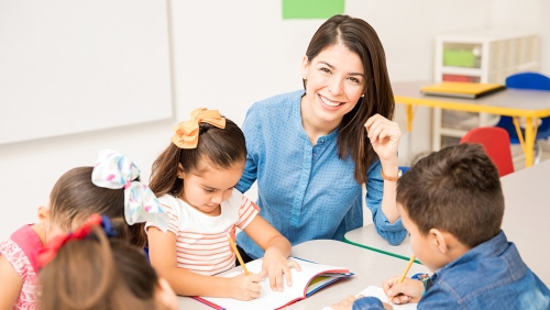 a teacher with kids