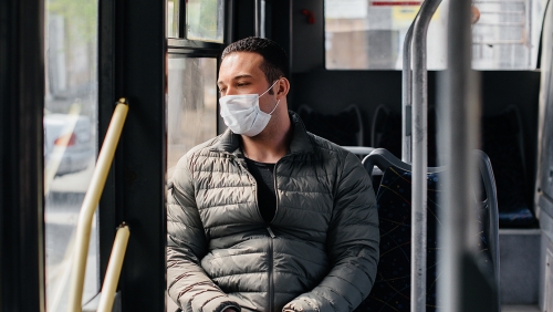 a man in a bus