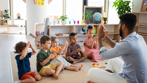 a teacher with kids