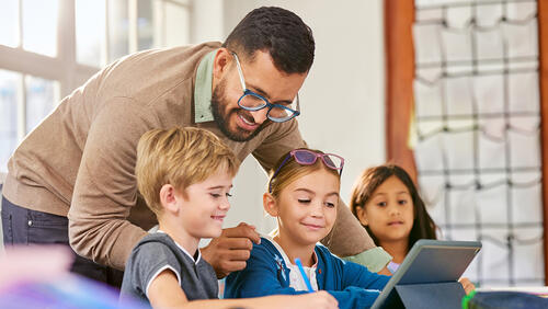 A tutor is studying with three kids