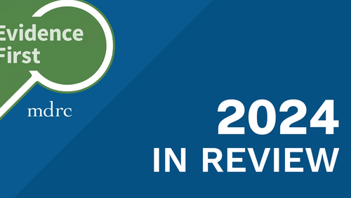 Evidence First podcast logo with words "2024 in Review" against blue background