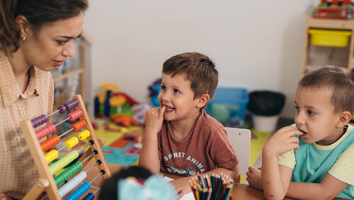 a teacher with kids