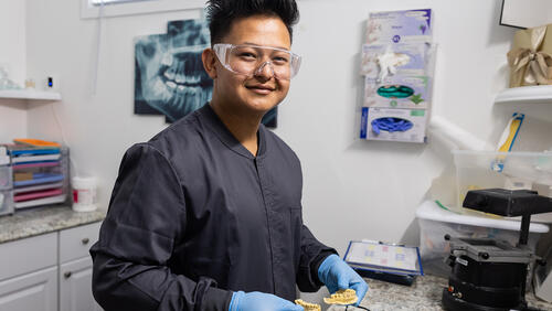 Portrait of a dentistry trainee in the Jewish Vocational Service program