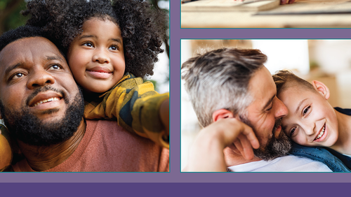 two images of father with child