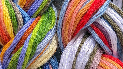 twisted ball of colorful thread