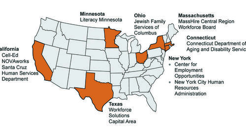 a map with highlighted participating states