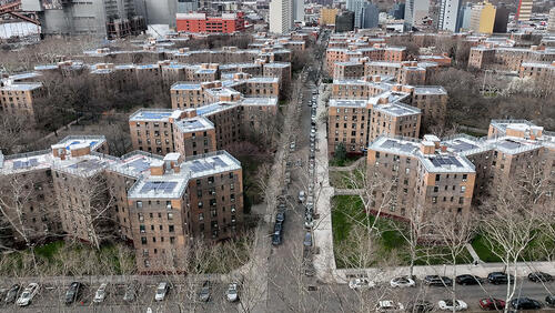 Overhead view of Queensbridge housing projects in Queens, New York City