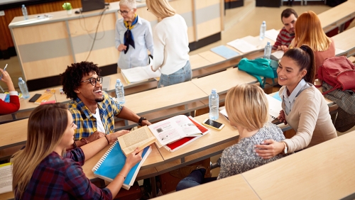 Diversed group of people in a classroom