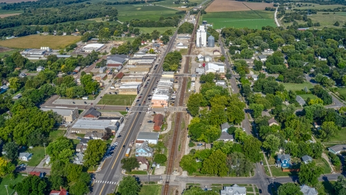 Overhead view of rural area