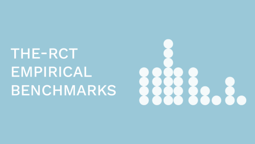 Illustration of a bar chart on a light blue background with text "THE-RCT Empirical Benchmarks"